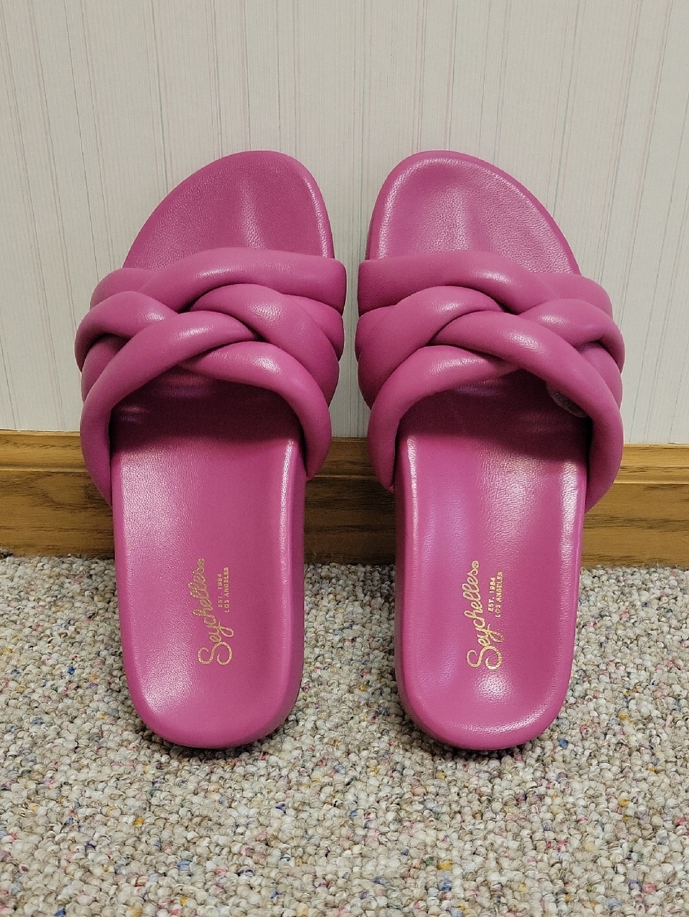 Seychelles Braided Glow Up Slide Sandals - Fuchsia Pink Sz 7 NWOT Summer Leather